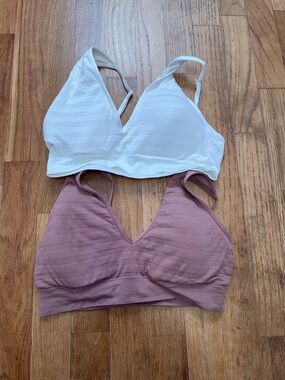 Jockey Soft V-Neck Bralettes in White and Mauve, good condition, comfortable LG